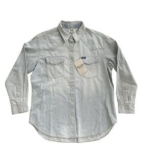 Wrangler Retro Women’s Oversized Striped Pearl Snap Button Down Shirt